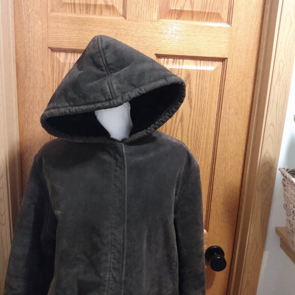 Jones New York Sport Women's Size L Faux Fur Lined Sude Brown Winter Jacket - Picture 3 of 13